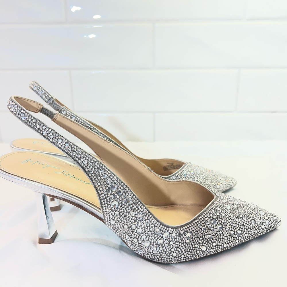 Betsey Johnson Glittering Silver Slingback Heels